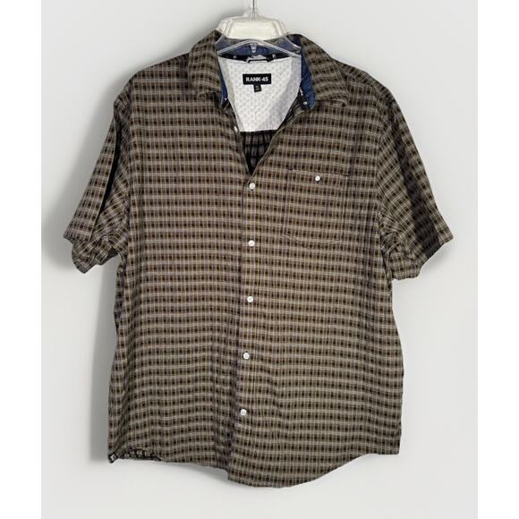 Rank 45 Shirt Adult XL Geometric Button Up Spandex Stretch Casual Mens - Picture 1 of 5
